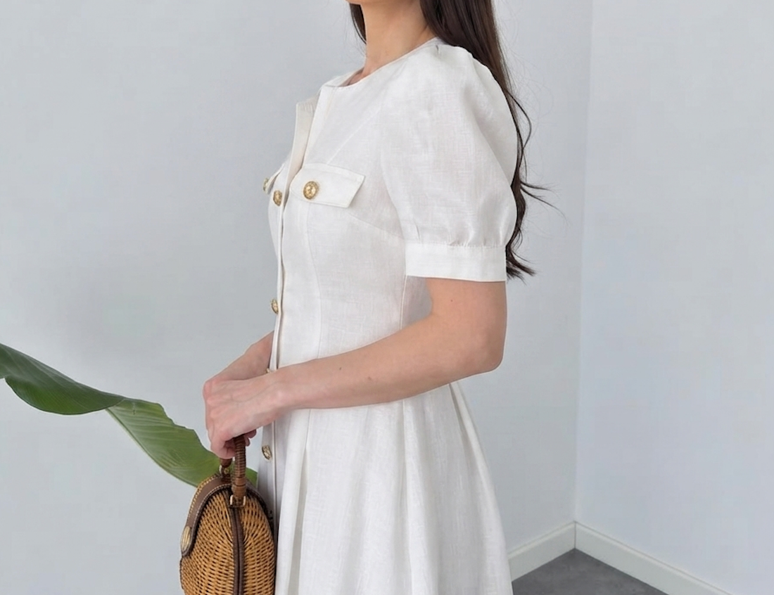 Faminside Riviera White Belted Linen Maxi Dress