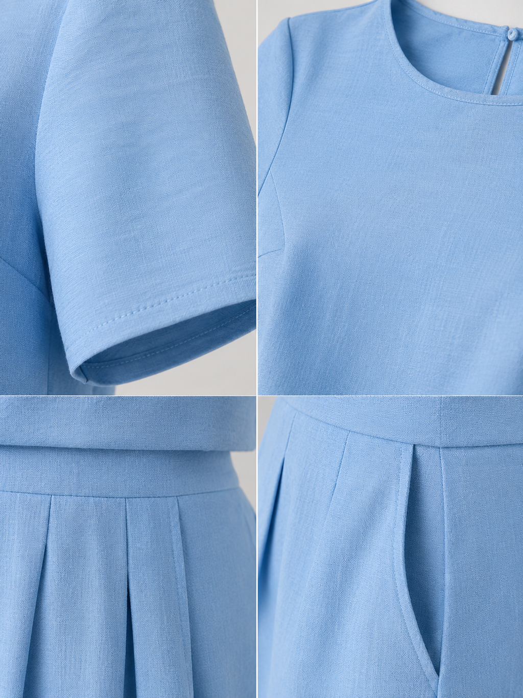 Sky Blue Crop Top & Wide-Leg Palazzo Co-Ord Set By Faminside